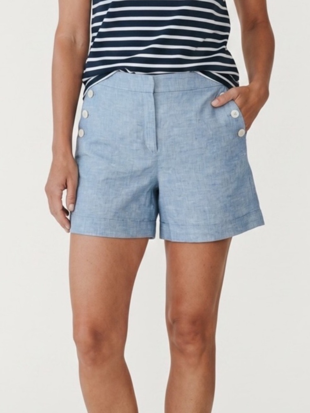 NWT LOFT Chambray Linen Sailor Shorts size 14
